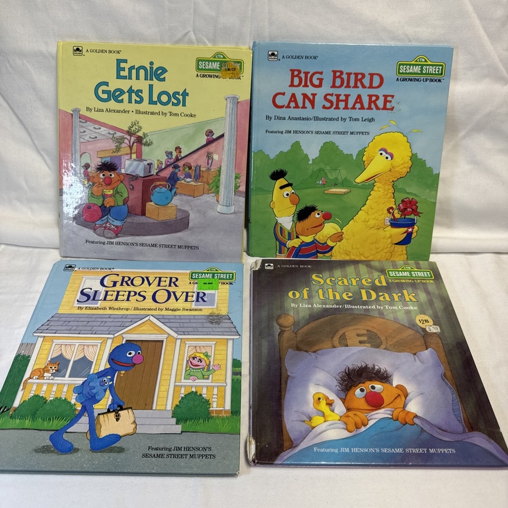 Vintage Sesame Street Lot of 4 Books A Growing-Up Book Golden